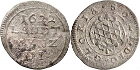 Altdeutsche Münzen und Medaillen
Bayern. Maximilian I. als Herzog 1598-1623. 
Kipper-6 Kreuzer 1622 -München-. Hahn 70, Witt. 853.
selten, schön-se...