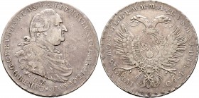 Altdeutsche Münzen und Medaillen
Bayern. Karl Theodor 1777-1799. 
Konventionstaler 1790 -München-. Auf das Vikariat. Stempel von C. Destouches. Brus...