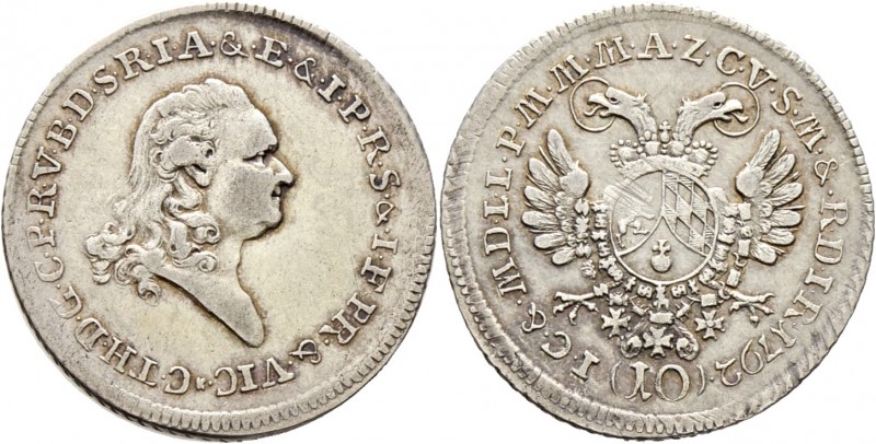 Altdeutsche Münzen und Medaillen
Bayern. Karl Theodor 1777-1799. 
10 Kreuzer 1...
