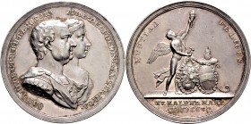 Altdeutsche Münzen und Medaillen
Bayern. Karl Theodor 1777-1799. 
Silbermedaille 1795 von C. Destouches, auf seine zweite Vermählung mit Maria Leopo...