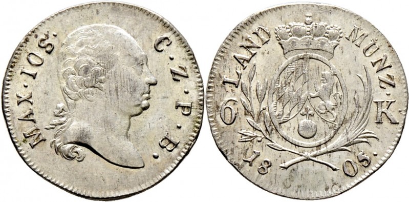 Altdeutsche Münzen und Medaillen
Bayern. Maximilian IV. Joseph 1799-1805. 
6 K...