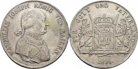 Altdeutsche Münzen und Medaillen
Bayern. Maximilian I. Joseph 1806-1825. 
Konventionstaler, sogen. Königstaler 1806. AKS 45, J. 3, Thun 40, Kahnt 65...