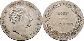 Altdeutsche Münzen und Medaillen
Bayern. Maximilian I. Joseph 1806-1825. 
1/2 Konventionstaler o.J. (geprägt bis 1837). Halber Schulpreistaler. AKS ...