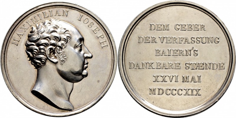Altdeutsche Münzen und Medaillen
Bayern. Maximilian I. Joseph 1806-1825. 
Silb...