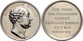 Altdeutsche Münzen und Medaillen
Bayern. Maximilian I. Joseph 1806-1825. 
Silbermedaille 1819 von J. Losch. Präsentmedaille der Stände zum ersten Ja...