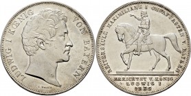 Altdeutsche Münzen und Medaillen
Bayern. Ludwig I. 1825-1848. 
Geschichtsdoppeltaler 1839. Reitersäule Maximilian I. Randschriftvariante. AKS 100, J...