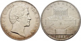 Altdeutsche Münzen und Medaillen
Bayern. Ludwig I. 1825-1848. 
Geschichtsdoppeltaler 1842. Walhalla. AKS 103, J. 71, Thun 80, Kahnt 107.
kleine Kra...