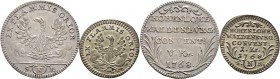 Altdeutsche Münzen und Medaillen
Hohenlohe-Waldenburg'sche Hauptlinie. Neuenstein-Kirchberg. Karl Albrecht 1750-1793. 
Lot (2 Stücke): 5 Konventions...