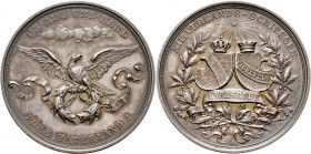 Altdeutsche Münzen und Medaillen
Karlsruhe, Stadt. . 
Silbermedaille 1891 von W. Mayer, auf das 12. Badische Verbandsschießen zu Karlsruhe. Landes- ...