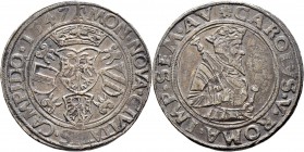 Altdeutsche Münzen und Medaillen
Kempten, Stadt. . 
1/2 Taler 1547. Gekrönter Doppeladlerschild, umgeben von den Schilden Österreich, Burgund und Ti...