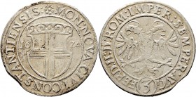 Altdeutsche Münzen und Medaillen
Konstanz, Stadt. . 
12 Kreuzer (= Dreibätzner) 1624. Stadtschild zwischen der geteilten Jahreszahl / Gekrönter Dopp...