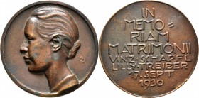 Altdeutsche Münzen und Medaillen
Ludwigsburg, Stadt. . 
Große Bronzegussmedaille 1930 mit Signatur VS, auf die Hochzeit von Vincenz Schapfl mit Lill...