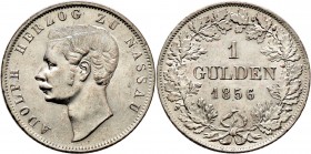 Altdeutsche Münzen und Medaillen
Nassau. Adolph 1839-1866. 
Gulden 1856. AKS 66, J. 56.
kleine Randfehler, gutes vorzüglich