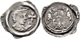 Altdeutsche Münzen und Medaillen
Nürnberg, Reichsmünzstätte. Heinrich VI. bis Interregnum 1190-1273. 
Pfennig ca. 1245-1250. Königsbrustbild nach re...