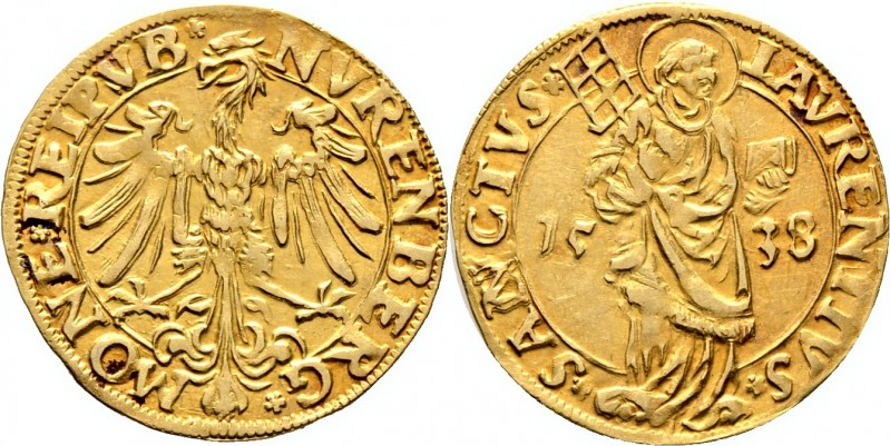 Altdeutsche Münzen und Medaillen
Nürnberg, Stadt. . 
Goldgulden 1538. Adler na...