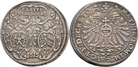 Altdeutsche Münzen und Medaillen
Nürnberg, Stadt. . 
1/2 Reichsguldiner zu 30 Kreuzer 1615. Zwei mit Engeln bedeckte Stadtschilde, darüber in längso...