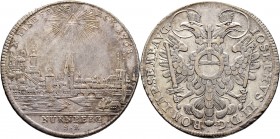 Altdeutsche Münzen und Medaillen
Nürnberg, Stadt. . 
Konventionstaler 1768. Mit Stadtansicht und Laubrand. Ke. 344c, Slg. Erl. 760, Dav. 2494.
leic...