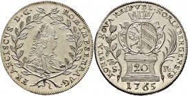 Altdeutsche Münzen und Medaillen
Nürnberg, Stadt. . 
20 Kreuzer 1765. Mit Brustbild und Titulatur Kaiser Franz I. Ke. 356, Slg. Erl. 720.
seltenes ...