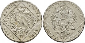 Altdeutsche Münzen und Medaillen
Nürnberg, Stadt. . 
20 Kreuzer 1770. In einem auf die Spitze gestellten Viereck das gekrönte Stadtwappen zwischen d...