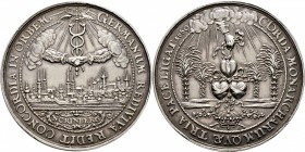 Altdeutsche Münzen und Medaillen
Nürnberg, Stadt. . 
Silbermedaille 1650 von Johann Höhn (Danzig), auf den "2. Friedens-Executions-Haupt-Recess". St...