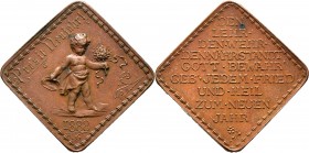 Altdeutsche Münzen und Medaillen
Nürnberg, Stadt. . 
Bronzeklippe 1888 von Lauer, auf das neue Jahr. Von vorn stehendes Kind mit einem Strauß und ei...
