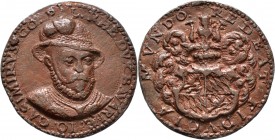 Altdeutsche Münzen und Medaillen
Pfalz, Kurlinie. Johann Casimir von Lautern 1576-1592. 
Bronzierte Bleimedaille o.J. (vor 1583) unsigniert (wohl ni...