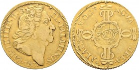 Altdeutsche Münzen und Medaillen
Pfalz, Kurlinie. Karl Philipp von Neuburg 1716-1742. 
Karolin 1733 -Heidelberg oder Mannheim-. Ähnlich wie vorher, ...