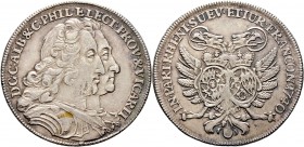 Altdeutsche Münzen und Medaillen
Pfalz, Kurlinie. Karl Philipp, zusammen mit Karl Albrecht von Bayern 1723-1742. 
1/4 Vikariatstaler 1740 -Mannheim-...