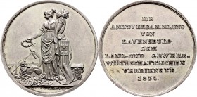 Altdeutsche Münzen und Medaillen
Ravensburg, Stadt. . 
Silberne Prämienmedaille 1834 von W. Schuchman, für landwirtschaftliche und gewerbliche Verdi...