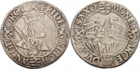 Altdeutsche Münzen und Medaillen
Sachsen-Kurfürstentum. Friedrich III., Johann und Georg 1507-1525. 
Klappmützentaler o.J. -Annaberg-. Beidseitig oh...