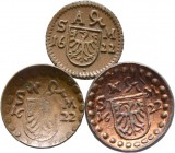 Altdeutsche Münzen und Medaillen
Schweinfurt, Stadt. . 
Lot (3 Stücke): Einseitiger Cu-Kipperpfennig 1622. Adlerschild zwischen S-M und der geteilte...