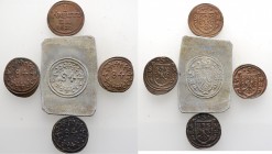 Altdeutsche Münzen und Medaillen
Schweinfurt, Stadt. . 
Lot (5 Stücke): 3x Cu-Kipper-Körtling 1622. Adlerschild zwischen S-M und der geteilten Jahre...