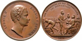 Altdeutsche Münzen und Medaillen
Schweinfurt, Stadt. . 
Bronzemedaille 1869 von Sebald, auf das in Schweinfurt abgehaltene Übungslager. Büste des ba...