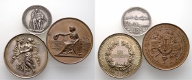 Altdeutsche Münzen und Medaillen
Schweinfurt, Stadt. . 
Lot (3 Stücke): Silbermedaille 1890 auf die Enthüllung des Rückertdenkmals; Bronzemedaille 1...