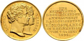 Altdeutsche Münzen und Medaillen
Speyer, Stadt. . 
Kleine Goldmedaille 1829 von J.J. Neuss (Augsburg), auf die Anwesenheit des bayerischen Königs Lu...