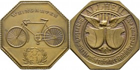 Altdeutsche Münzen und Medaillen
Weingarten, Stadt. . 
Oktogonale Messingmedaille 1921 unsigniert, des bayerisch-württembergischen Radfahrerbundes e...