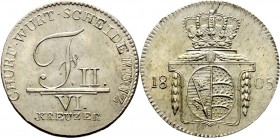 Altdeutsche Münzen und Medaillen
Württemberg. Friedrich II./I. 1797-1806-1816. 
6 Kreuzer 1805. KR 20.2a, AKS 23.
Kabinettstück von feinster Erhalt...