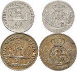 Altdeutsche Münzen und Medaillen
Württemberg. Friedrich II./I. 1797-1806-1816. 
Lot (2 Stücke): 6 Kreuzer 1808 und 3 Kreuzer 1810. KR 44.2e,46.3, AK...