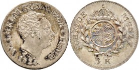 Altdeutsche Münzen und Medaillen
Württemberg. Wilhelm I. 1816-1864. 
3 Kreuzer 1824. Mit Signatur W. KR 81.1c, AKS 103, J. 41.
Prachtexemplar mit f...