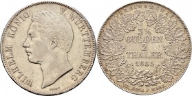 Altdeutsche Münzen und Medaillen
Württemberg. Wilhelm I. 1816-1864. 
Doppelter Vereinstaler 1855. KR 89.4, AKS 62, J. 71, Thun 436, Kahnt 590.
mini...