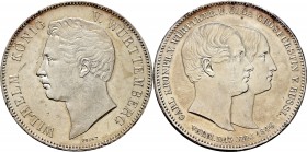 Altdeutsche Münzen und Medaillen
Württemberg. Wilhelm I. 1816-1864. 
Doppelter Vereinstaler 1846. Auf die Hochzeit des Kronprinzen Karl mit Olga von...