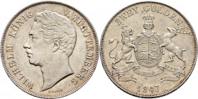 Altdeutsche Münzen und Medaillen
Württemberg. Wilhelm I. 1816-1864. 
Doppelgulden 1847. KR 91.3, AKS 76, J. 72, Thun 437, Kahnt 589.
Prachtexemplar...