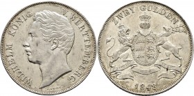 Altdeutsche Münzen und Medaillen
Württemberg. Wilhelm I. 1816-1864. 
Doppelgulden 1848. KR 91.4, AKS 76, J. 72, Thun 437, Kahnt 589.
minimale Kratz...