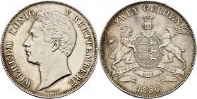 Altdeutsche Münzen und Medaillen
Württemberg. Wilhelm I. 1816-1864. 
Doppelgulden 1850. KR 91.6, AKS 76, J. 72, Thun 437, Kahnt 589.
leichter Randf...
