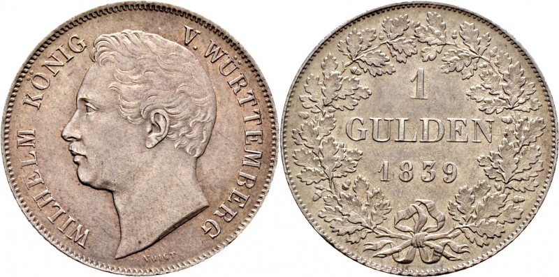 Altdeutsche Münzen und Medaillen
Württemberg. Wilhelm I. 1816-1864. 
Gulden 18...