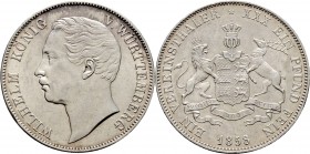 Altdeutsche Münzen und Medaillen
Württemberg. Wilhelm I. 1816-1864. 
Vereinstaler 1858. KR 107.1, AKS 77, J. 83, Thun 439, Kahnt 588.
vorzüglich