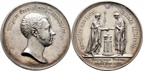 Altdeutsche Münzen und Medaillen
Württemberg. Wilhelm I. 1816-1864. 
Silbermedaille 1819 von J.L. Wagner, auf den württembergischen Verfassungsvertr...