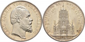 Altdeutsche Münzen und Medaillen
Württemberg. Karl 1864-1891. 
"Doppeltaler" 1869. Ulmer Münster. KR 15a, AKS 131, J. 87, Thun 442, Kahnt 595. 37,15...