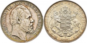 Altdeutsche Münzen und Medaillen
Württemberg. Karl 1864-1891. 
Vereinstaler 1867. KR 113.2, AKS 126, J. 85a, Thun 440, Kahnt 592.
Prachtexemplar mi...