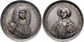 Altdeutsche Münzen und Medaillen
Württemberg-Öls. Sylvius Friedrich 1664-1697. 
Silbermedaille 1677 von Johann Neidhardt, auf sein 5-jähriges Ehejub...